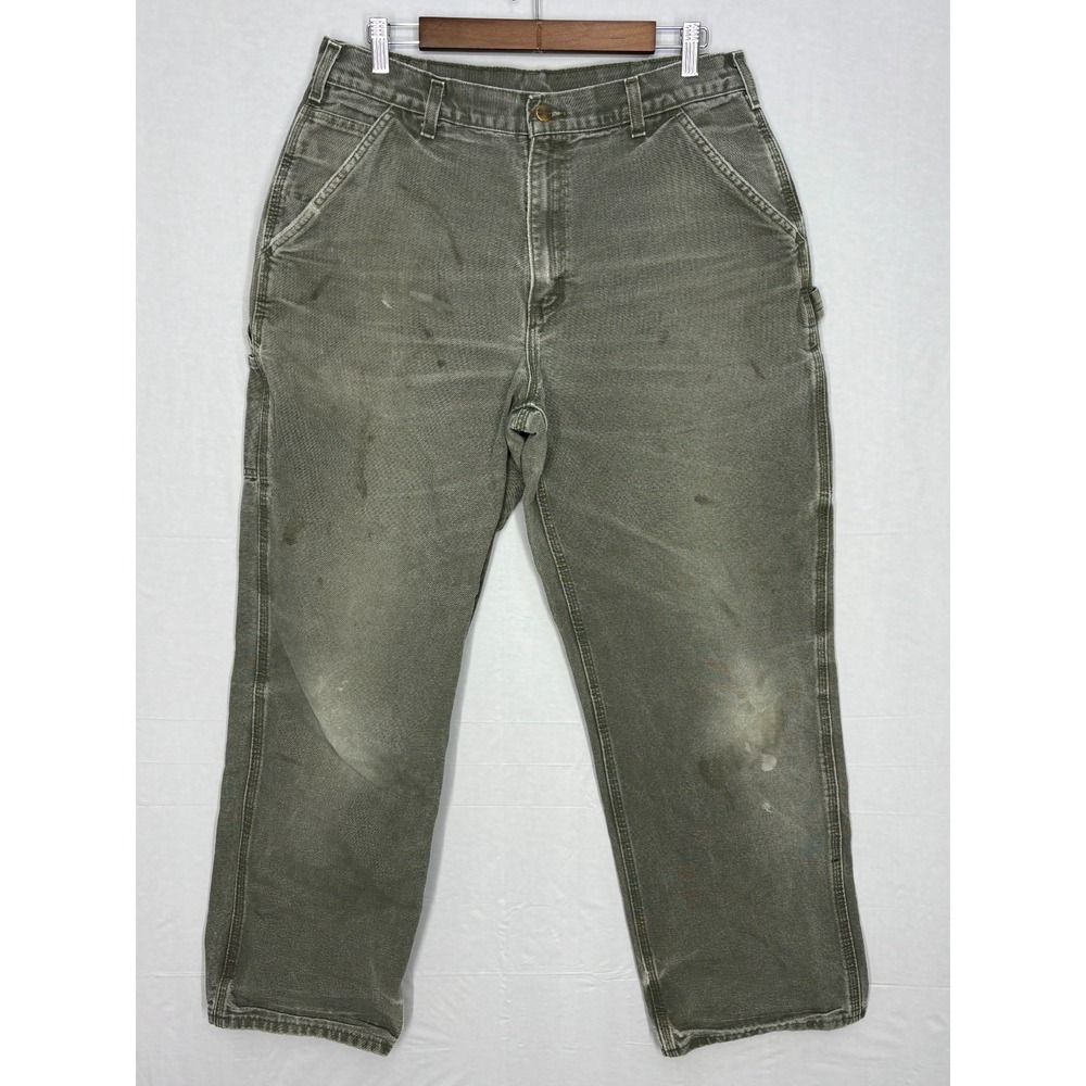 Carhartt Utility Work Pant Mens Olive Green Loose MOS Washed Duck Outdoor 32x31